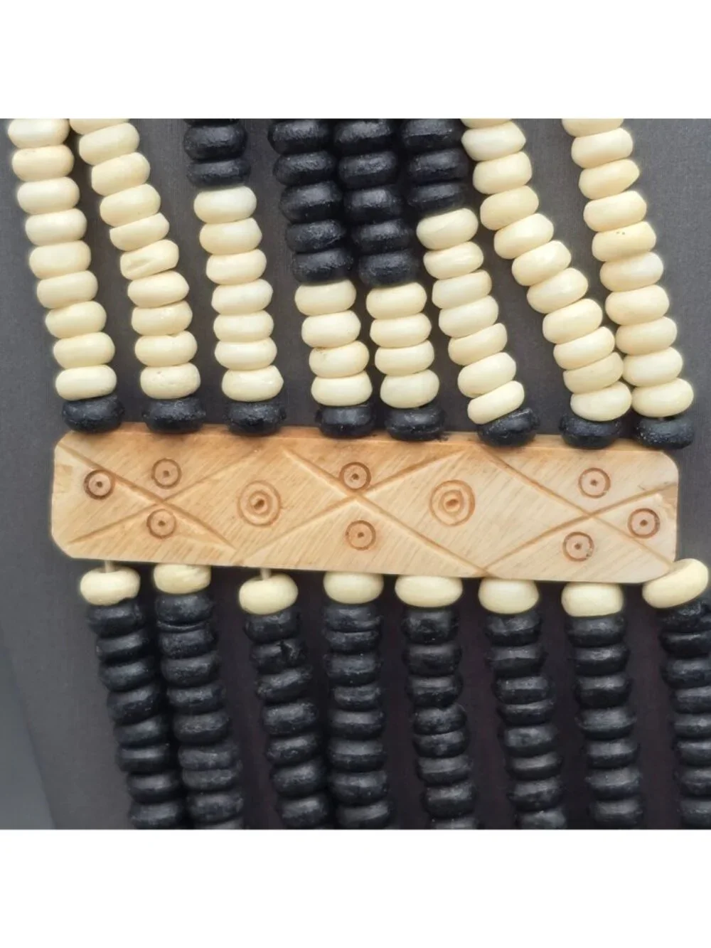 Vintage Naga Tribal Multi Strand Bovine Bone Necklace 19" Hand Carved Ethnic Bib - Picture 6 of 16